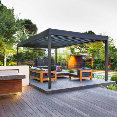 Pavillon en aluminium populaire, assemblage facile, résistant au vent, pergola électrique réglable pour usage résidentiel et commercial