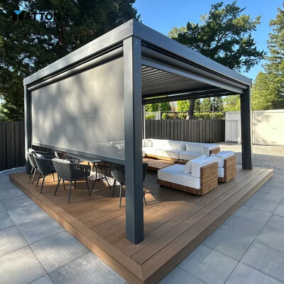 Custom resistente alla neve Eco-friendly Durable Aluminum Alloy Gazebos Pavilion Outdoor Opening Roof Pergola per uso in giardino