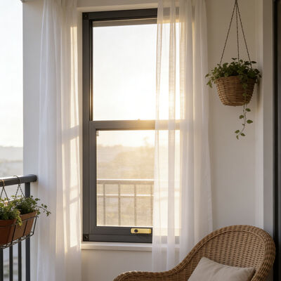 Buen precio Diseño moderno de alta calidad de aluminio resistente al viento deslizante vertical de ventanas colgadas doble pantalla de acero inoxidable dormitorio cocina escuela en línea